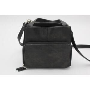 Fossil Leather Crossbody Bag Purse Black Organizer Wallet Mini Small Y2K Travel